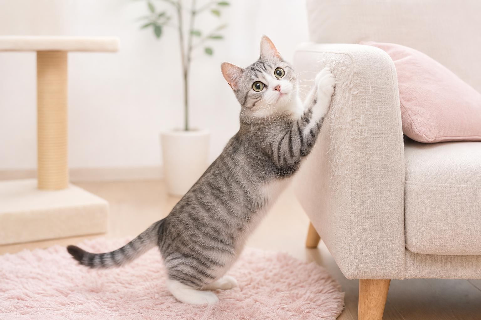 猫が家具で爪とぎするのはなぜ？やめさせる工夫と防止策